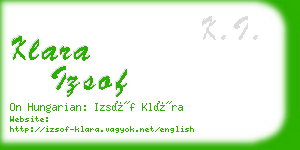 klara izsof business card